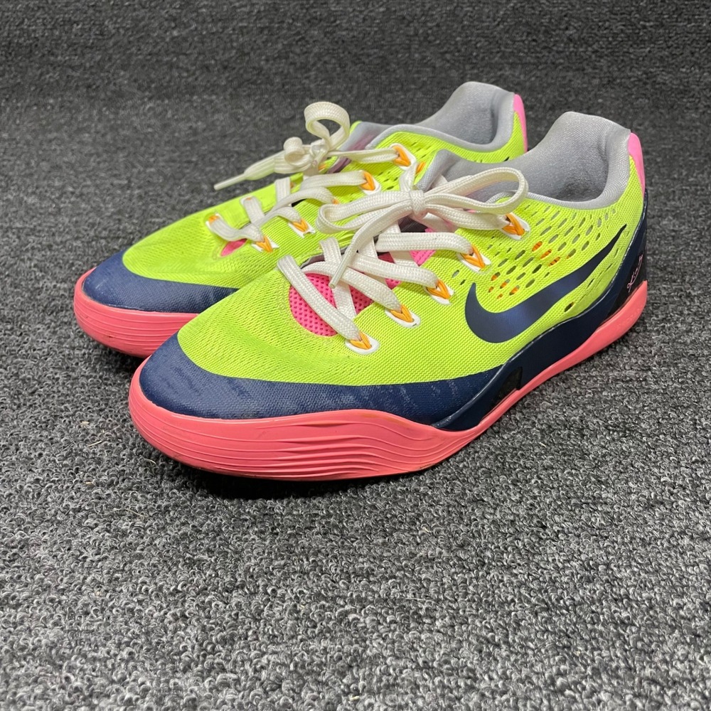 Nike Kobe 9 EM Easter Boys Size 6.5Y Volt Pink Blue 653593-701 Basketball Shoes